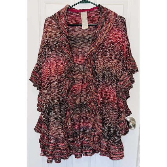 Chico's | Sweaters | Womens Chicos Ruffle Knit Ruana Open Front ...